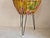 Mid-Century Modern Italian Rattan Sewing Basket with Batik Cotton Lining and Hairpin Legs, 1950s For Sale - Image 4 of 9
