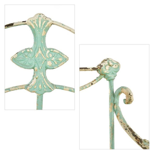 Metal Antique Outdoor Bench in Patinated Iron For Sale - Image 7 of 8