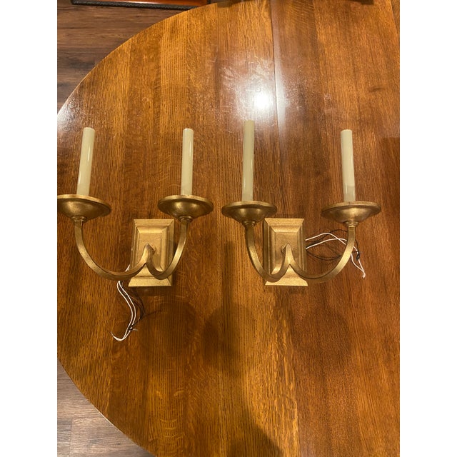 Serena and Lily Double Arm Wall Sconce original lampshades included. 2 available for sale 60 watt max