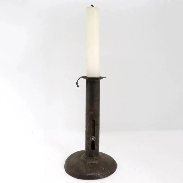 Early 19th Century Primitive Iron Hogscraper Candlestick For Sale In Denver - Image 6 of 10