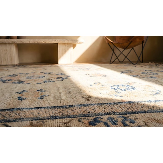 Splendid White Ivory Color With Delicate Palmettes Design Antique Chinese Ningxia Rug For Sale - Image 9 of 9