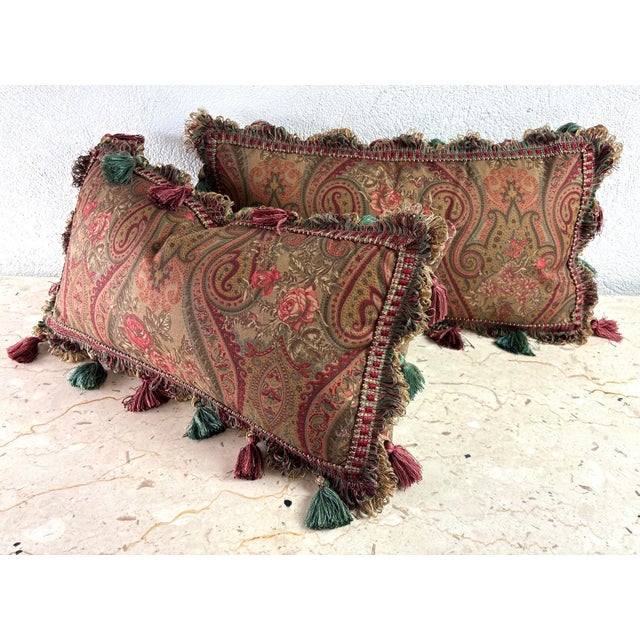 2020s Ralph Lauren Handsome Tasseled Paisley Lumbar Pillows/Pair For Sale - Image 5 of 8