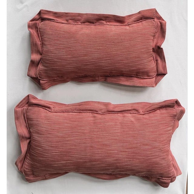 Two custom made lumbar pillows. First 16"w x 9"h x 3"d including flange. Second pillow 20"w x 10"h x 3"d including flange....