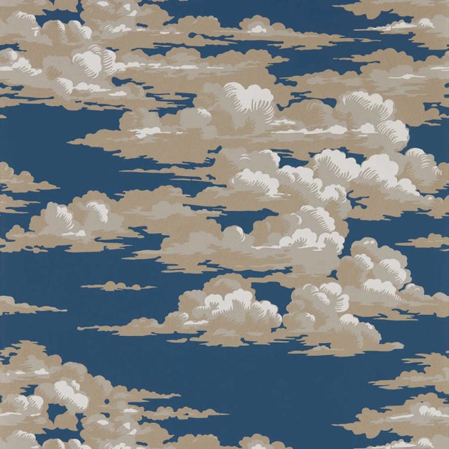 Sanderson Silvi Clouds Wallpaper in Yacht Blue - a Sample For Sale