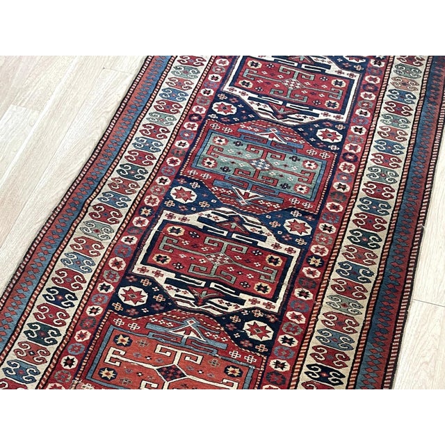 Antique 1880s Caucasian Kazak Runner 3.2' X 8' (97cm X 244cm) For Sale - Image 4 of 8