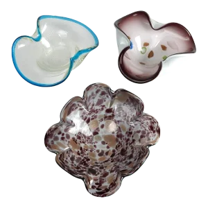 Murano Barbini Silver Copper Aventurine Art Glass Bowl Lot