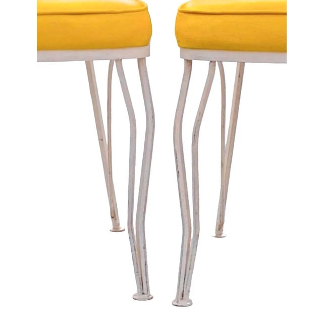 Metal Vintage 1950s Hollywood Regency Wrought Iron Patio Dining Chairs - Set of 4 For Sale - Image 7 of 9