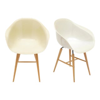 1980s French Vintage Eames Style Molded Armchairs - Set of 2 For Sale