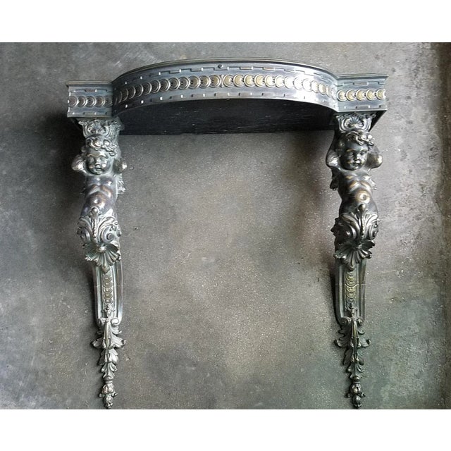 20th Century Italianate Bronzed Metal Putti Wall Console Table For Sale - Image 11 of 11