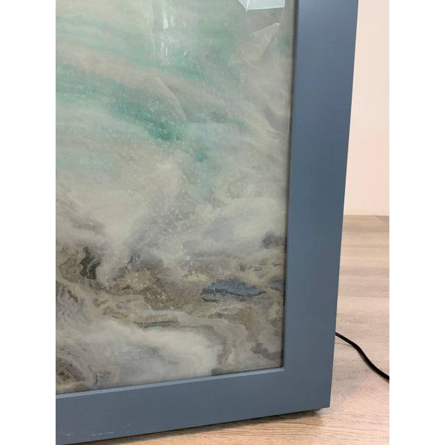 Wood Abstract Modern Reverse Painted Light Up Cabinet For Sale - Image 7 of 7