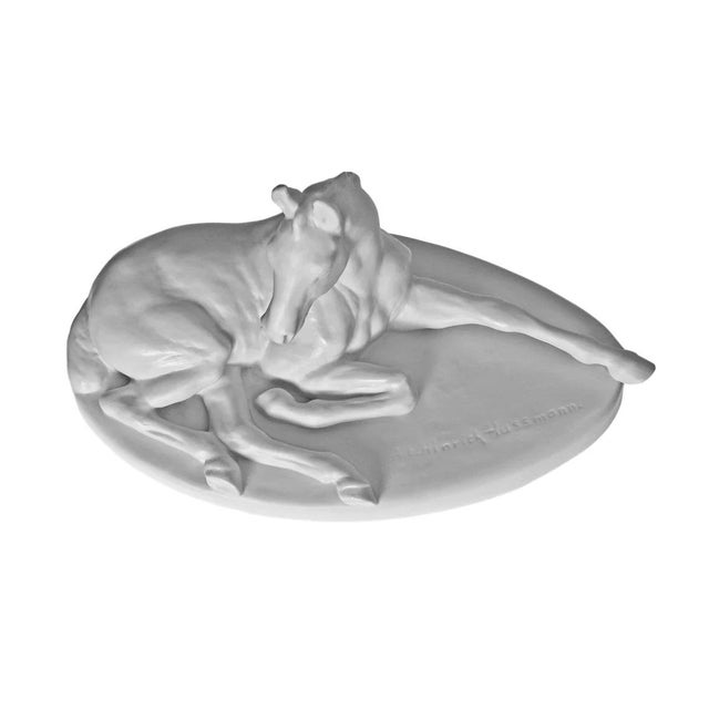 Late 20th Century Horse Sculpture Furstenberg Porcelain White Parian Figure Signed Hussmann For Sale - Image 5 of 8