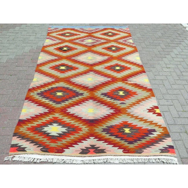 1960s Vintage Handmade Kilim Rug - 67" X 118" For Sale - Image 12 of 12