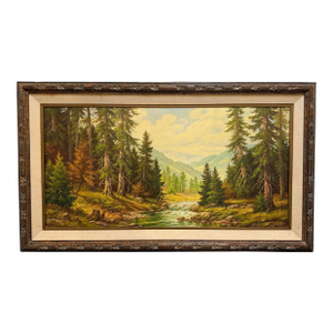 Franz Joseph Feuer Original Landscape Oil Painting, Framed