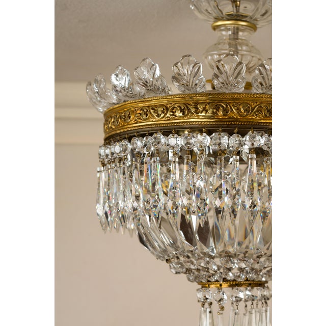 Gold Vintage Empire Style Bohemian Crystal Ceiling Light, 1940s For Sale - Image 8 of 12