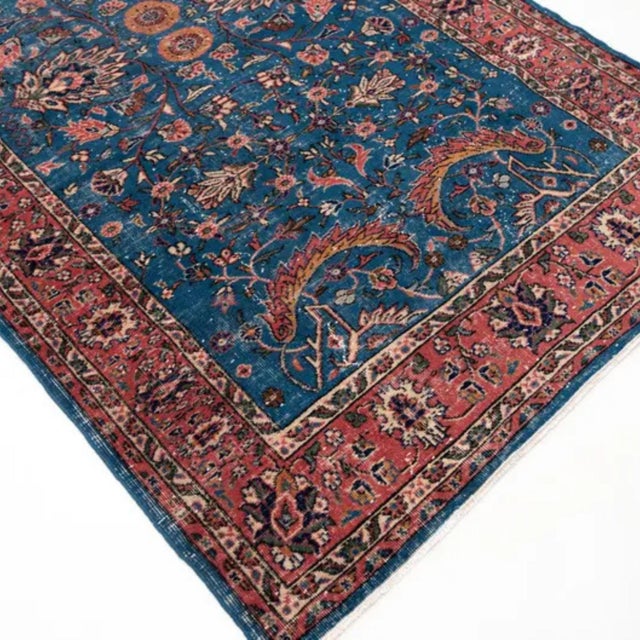 Traditional Vintage Distressed Blue Ground Sparta Rug - 5'3" X 9' For Sale - Image 3 of 9