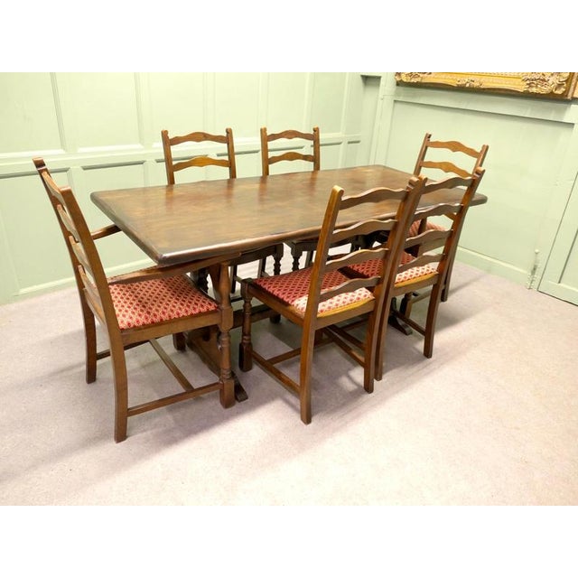 Vintage Oak Refectory Table and Chairs, 1960, Set of 7 For Sale - Image 6 of 9