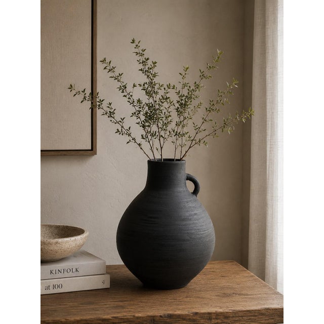 Earthy Gray Pottery Globular Vase Small. Each piece is unique, and no two are the same.
