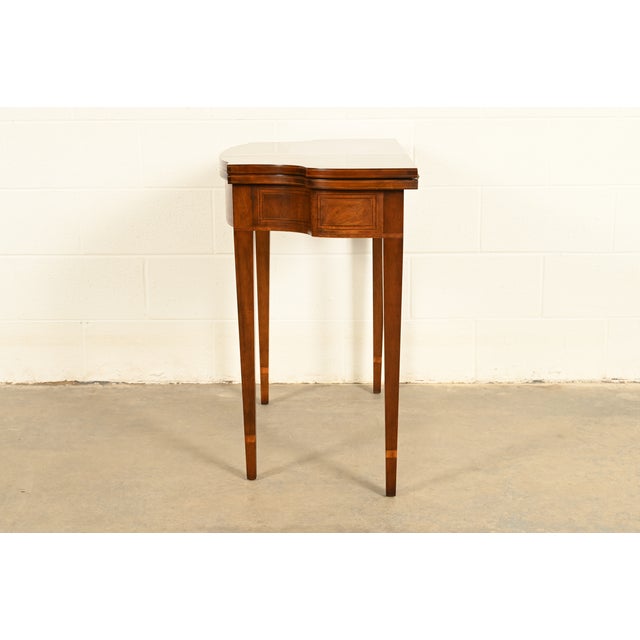 Baker Furniture Federal Inlaid Mahogany Flip-Top Console or Game Table For Sale - Image 14 of 18