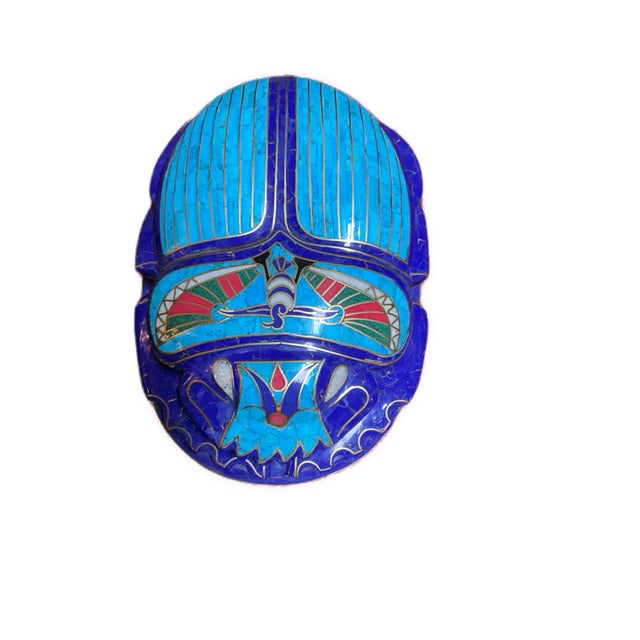 Blue Royal Handmade Egyptian Pharaonic Scarab - Lapis & Turquoise Inlay For Sale - Image 8 of 9