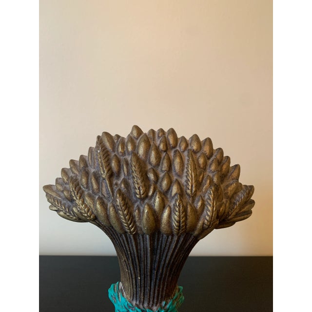 1990s Vintage Victorian-Style Cast Iron Wheat Sheaf Doorstop For Sale - Image 5 of 10