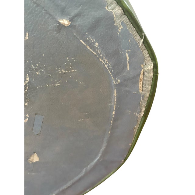 Vintage 1960s Midcentury Green Vinyl Foot Stool For Sale - Image 10 of 10