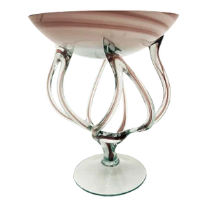 Mid-Century Modern, Jozefina Krosno Octopus Glass Pedestal Bowl/Compote