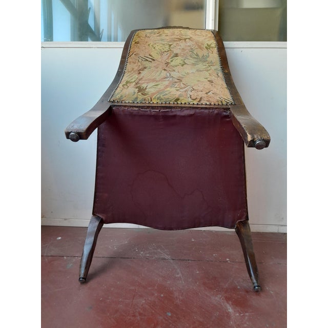 Rococo Antique Louis XV Style Voltaire Armchair with Gobelin Upholstery, 1850s For Sale - Image 3 of 13