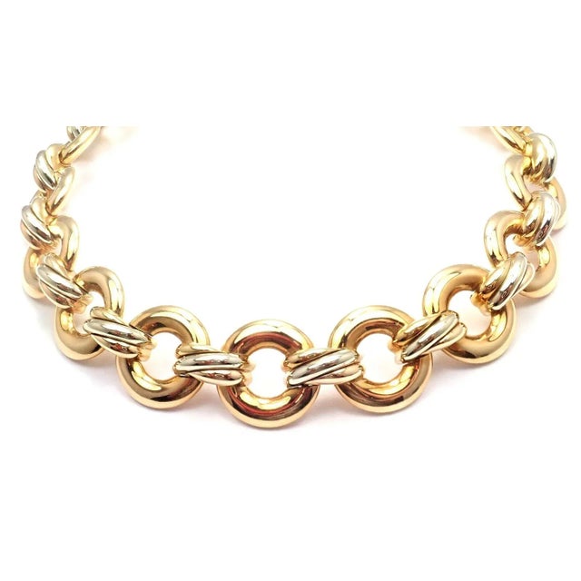 Gold Cartier Trinity 18k Multi Color Gold Round Link Necklace For Sale - Image 8 of 9