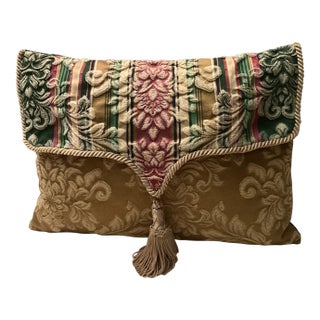 1990s Old World, Brocade Envelope Pillow With Tassel Accent For Sale