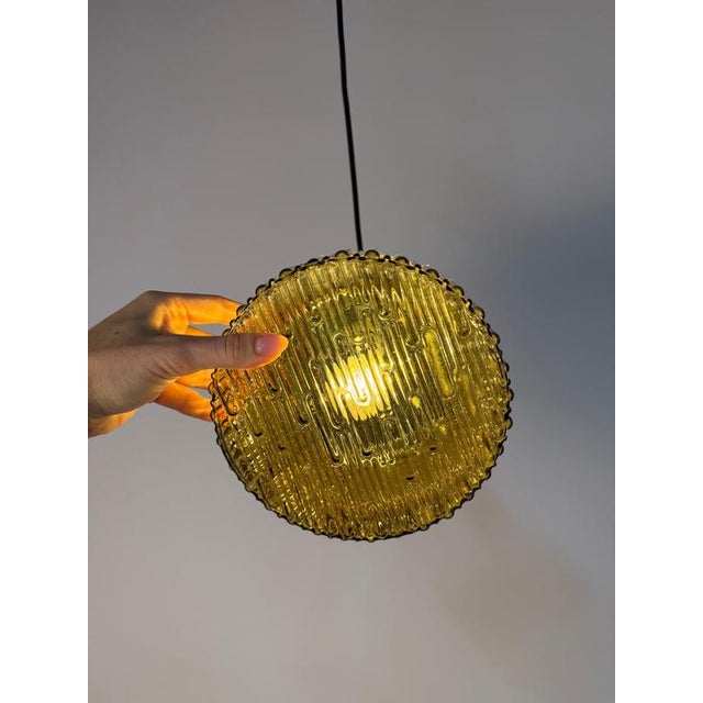 Hanging Lamp in Brown Glass and Metal For Sale - Image 4 of 11