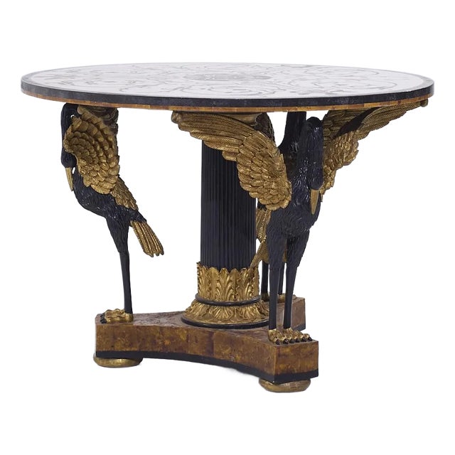 Pietra Dura Hollywood Regency Inlaid Stone Center Table For Sale
