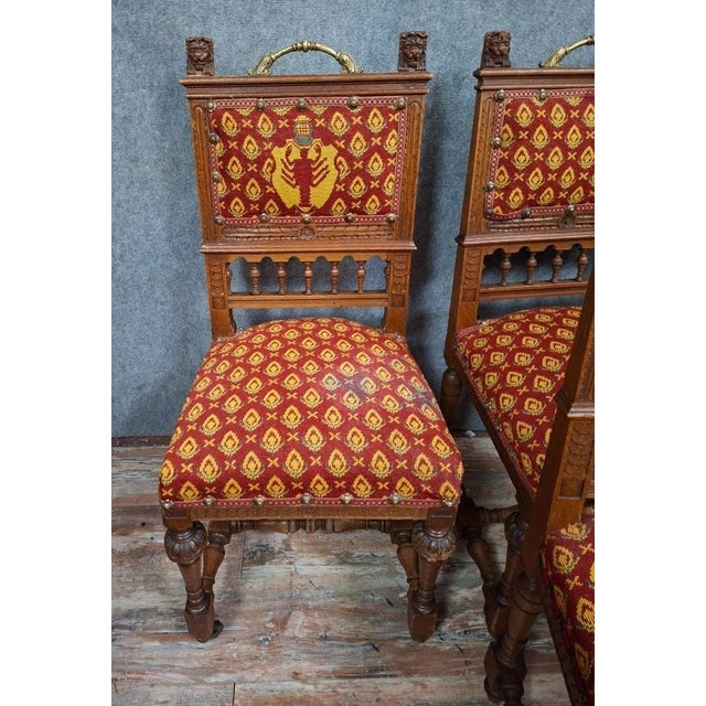 Antique Carved Oak Chairs, 1800s, Set of 6 For Sale - Image 9 of 10