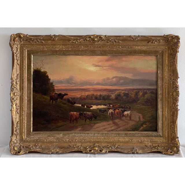 Late 19th Oil on Panel Century Pasture Landscape With Cow Oil Painting, Framed For Sale In New York - Image 6 of 11