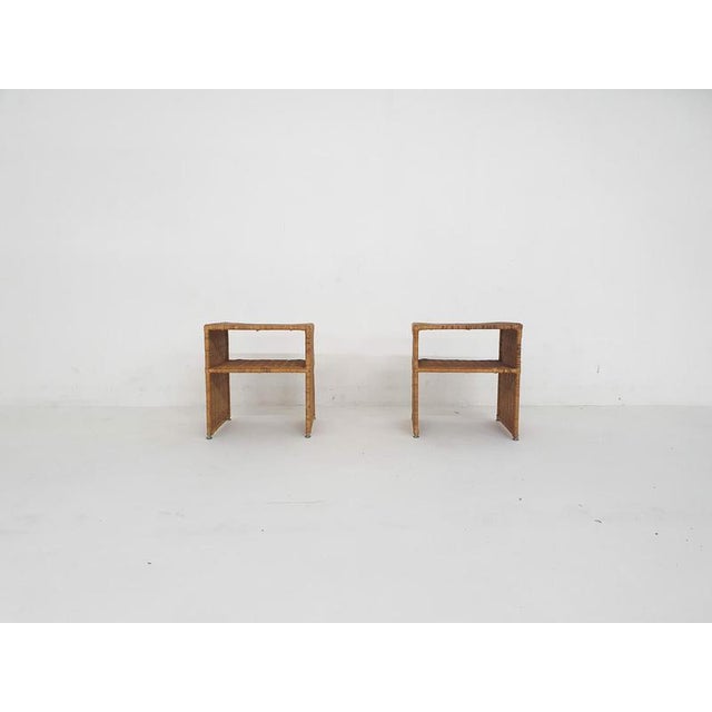 1960s Vintage Wicker Nightstands, France, 1960s, Set of 2 For Sale - Image 5 of 11