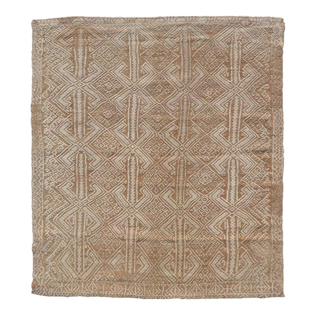 Vintage Turkish Kilim Rug With Allover Geometry in Sand, Wheat, and Ivory For Sale
