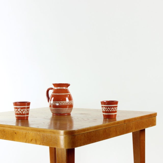 Brown Ceramic Drinking Set, Former Czechoslovakia, 1960s, Set of 7 For Sale - Image 8 of 10