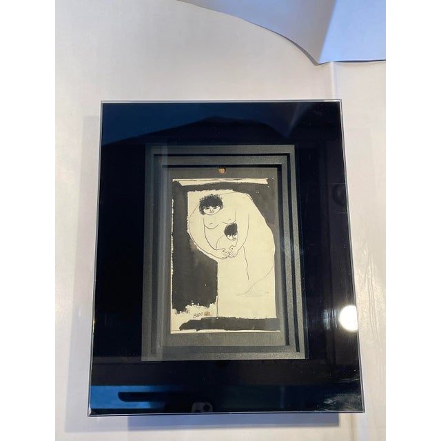 Mid-Century Modern Cándido Bidó, Abstract Dominican Ink Painting, Framed For Sale - Image 3 of 10