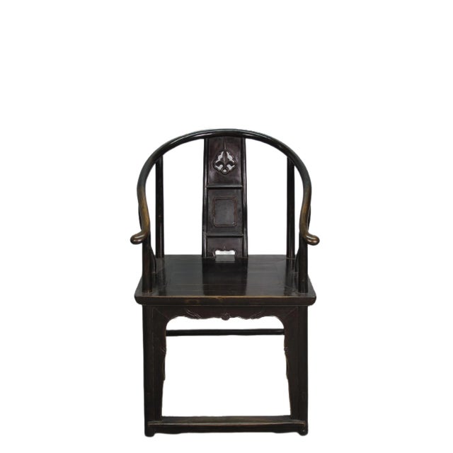 Late 19th Century A Pair Antique Chinese Round Back Arm Chairs For Sale - Image 5 of 13