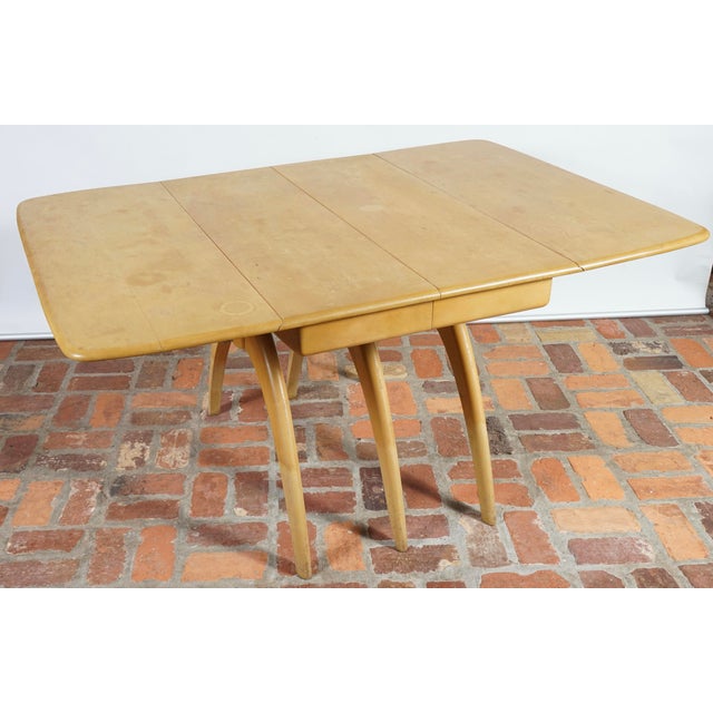Wood Mid 20th Century Heywood Wakefield Butterfly Drop Leaf Wishbone Dining Table With 2 Leaves For Sale - Image 7 of 12