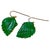 55 Ct Carved Emerald Leaf Shape Earrings 14 Kt Yellow Gold French Wire Earring For Sale - Image 18 of 18