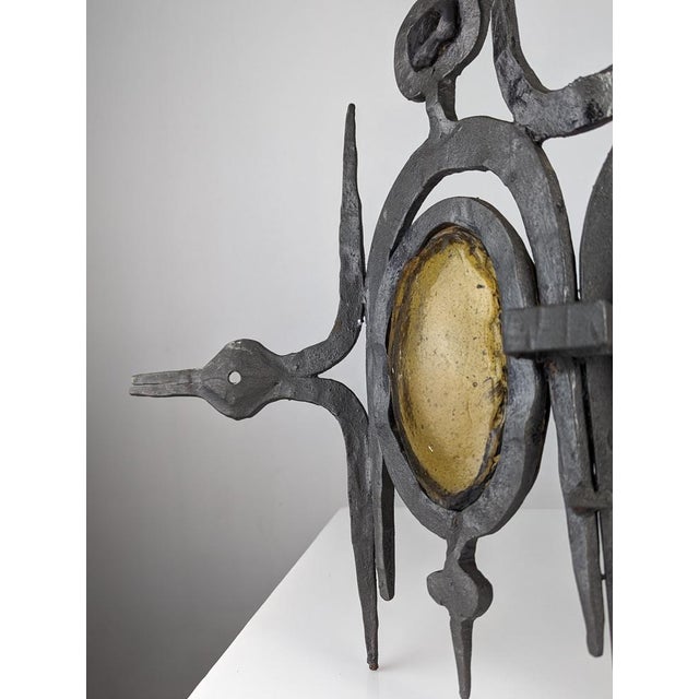 Wrought Iron & Blown Glass Wall Lights, Set of 3 For Sale - Image 12 of 18