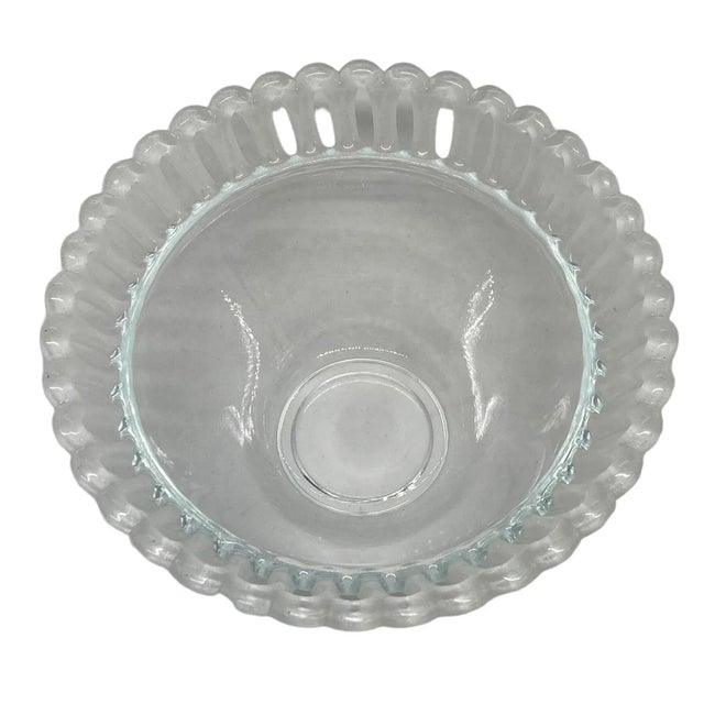 Mid 20th Century “Lalique-Style”Glass Dessert Fruit Bowls With Frosted Reticulated Rims - Set of 8 For Sale - Image 4 of 13