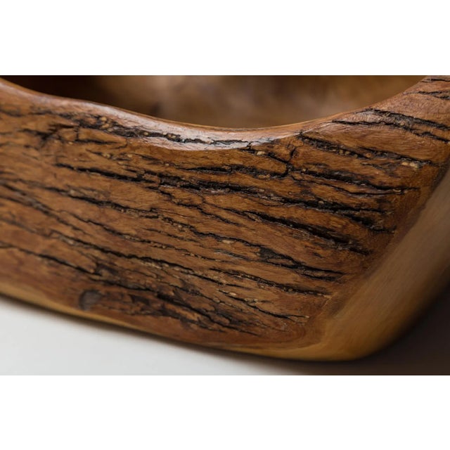 Wood Hand-Carved Olive Wood Bowl, Jean Paul Bain, Vallauris, France, Circa 1970 For Sale - Image 7 of 12