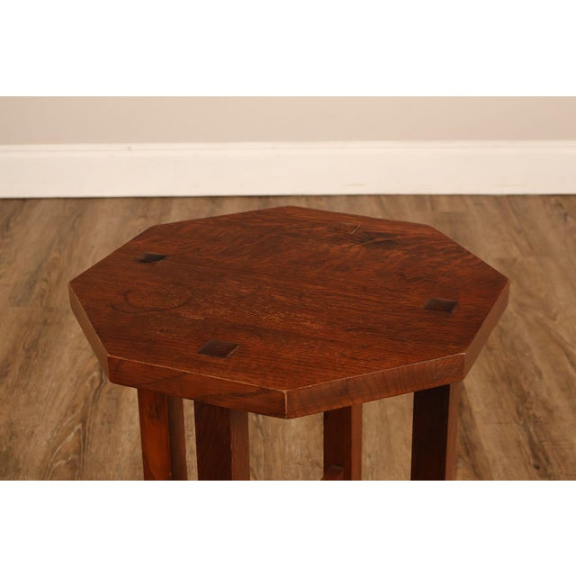Stickley Mission Collection Oak Octagonal Tabouret Table For Sale - Image 10 of 18