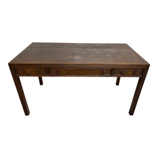 Vintage Chinoiserie-Style Burl Wood Writing Desk by Baker For Sale