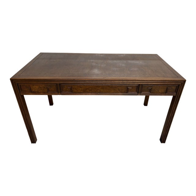 Vintage Chinoiserie-Style Burl Wood Writing Desk by Baker For Sale