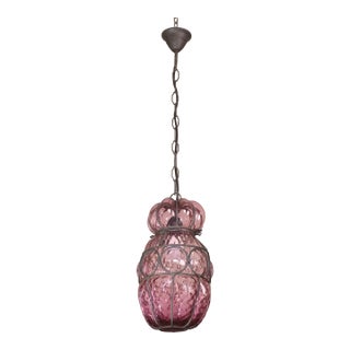 Plum Colour Venetian Lantern, Seguso Murano Glass, Italy, 1950s For Sale