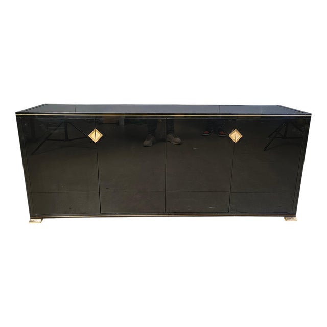 Brass and Lacquer Sideboard from Pierre Vandel, 1970s For Sale