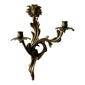 Vintage Brass Wall Sconce With Medusa Motif
