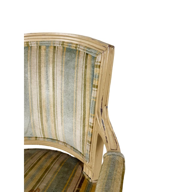 Vintage Neoclassical Striped Seat Armchair For Sale - Image 11 of 15